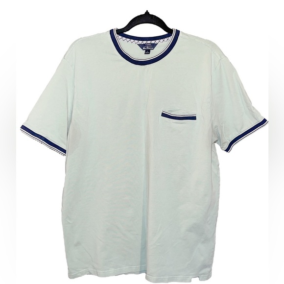 Men's Ben Sherman Light Green T-Shirt with Black Striped Trim - Picture 1 of 5